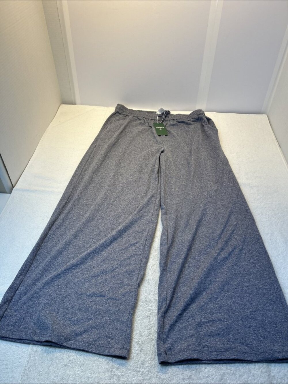 Halara Wide Leg Lounge Pants Heather Blue High Waisted Drawstring XL NWT